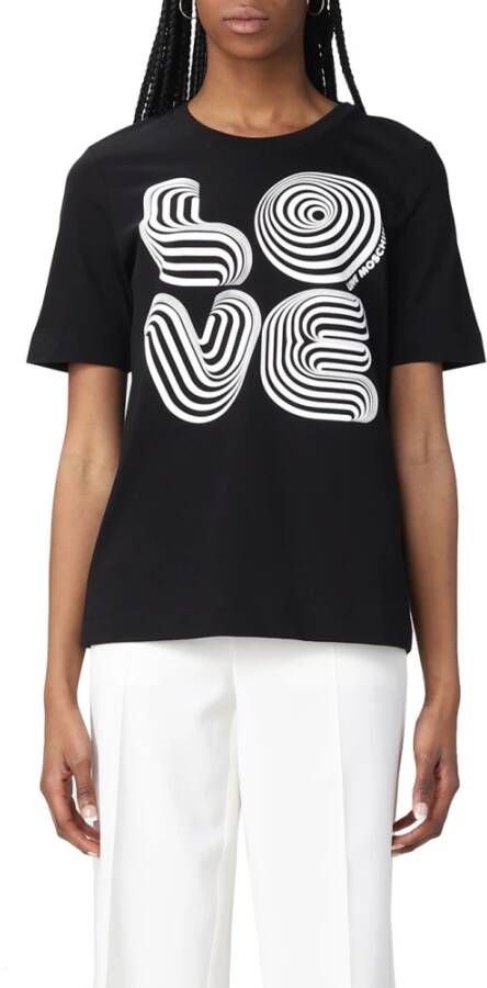 Love Moschino Logo Bedrukt Katoenen T-shirt voor Dames Zwart Dames