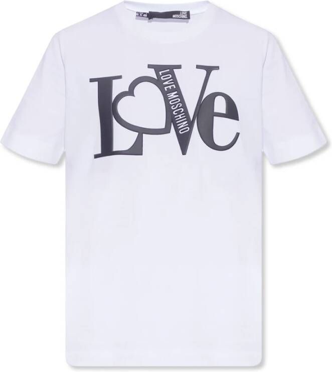 Love Moschino Logo Katoenen T-shirt Wit Dames