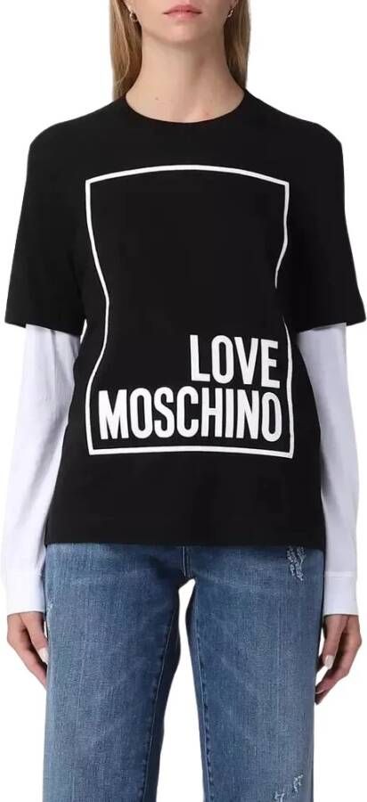 Love Moschino Zwarte Katoenen Tops T-Shirt Black Dames