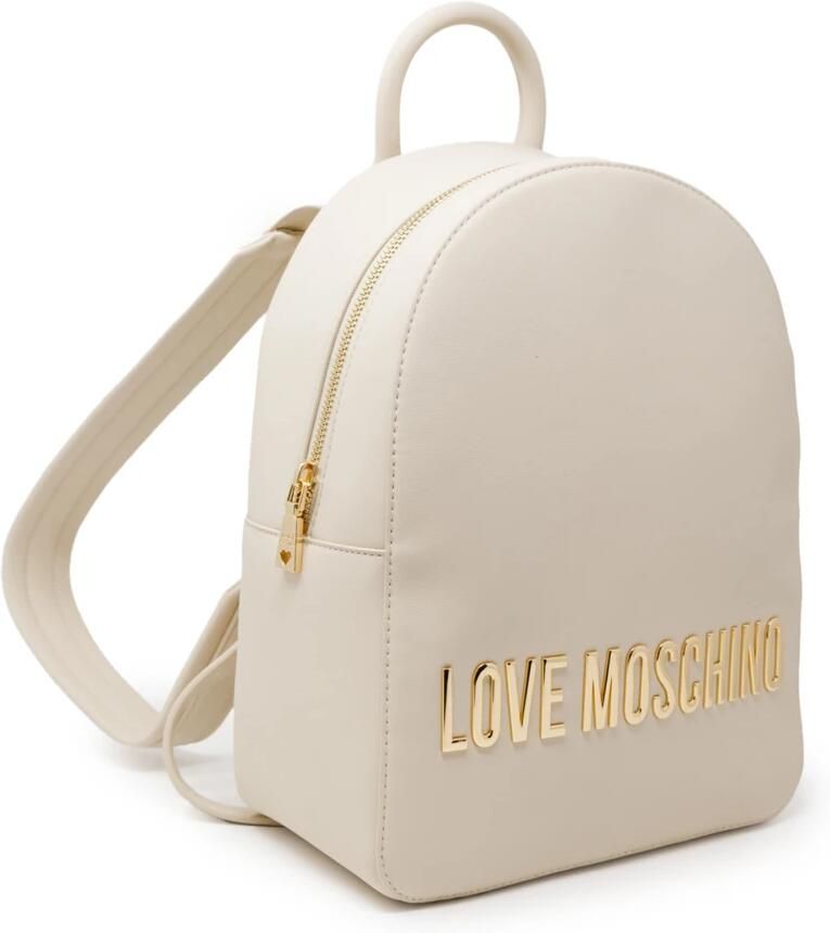 Love Moschino Beige Faux Leather Rugzak met Rits Beige Dames