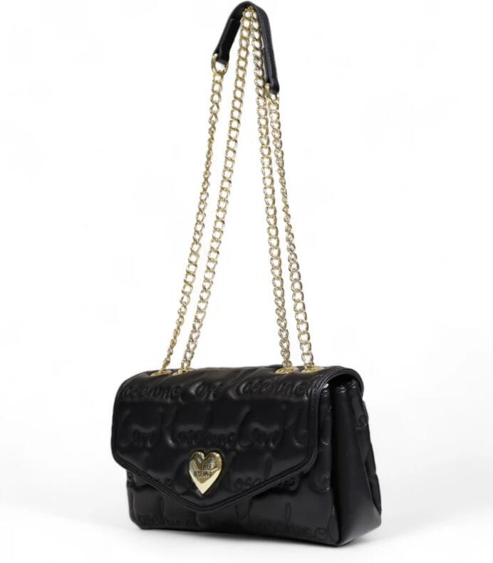 Love Moschino Zwarte polyurethaan handtas met strak ontwerp Black Dames