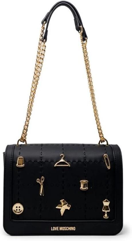 Love Moschino Gestructureerde polyurethaan handtas voor vrouwen Black Dames - Foto 3