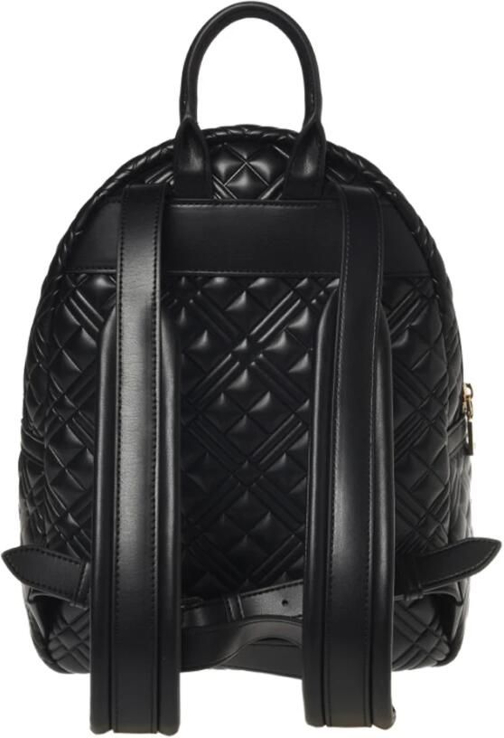 Love Moschino Gewatteerde Zwarte Rugzak met Wit Logo Print Black Dames - Foto 4