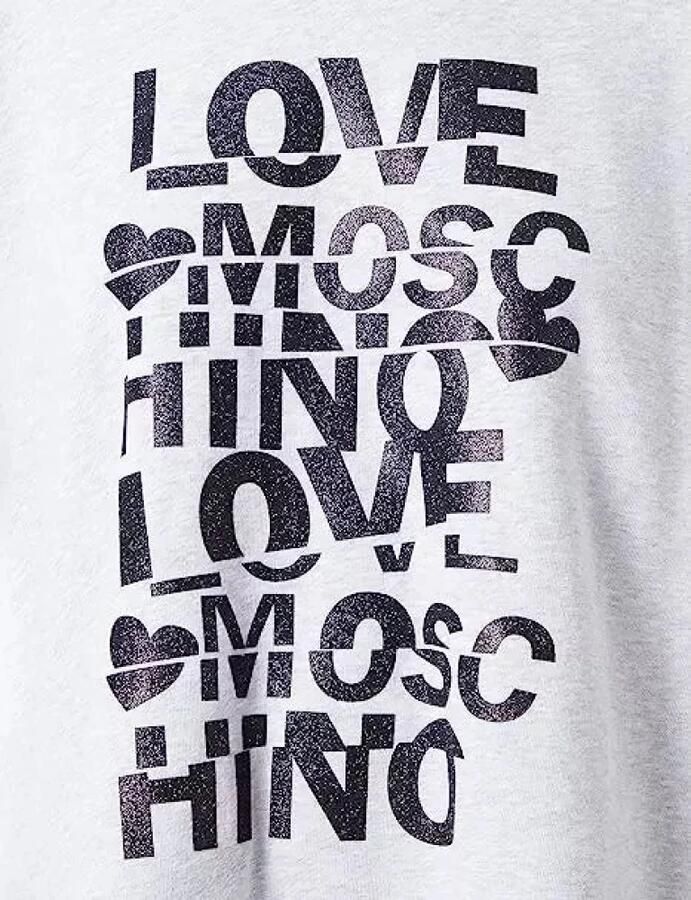 Love Moschino Glitter Print Oversized Crewneck Sweatshirt Gray Dames