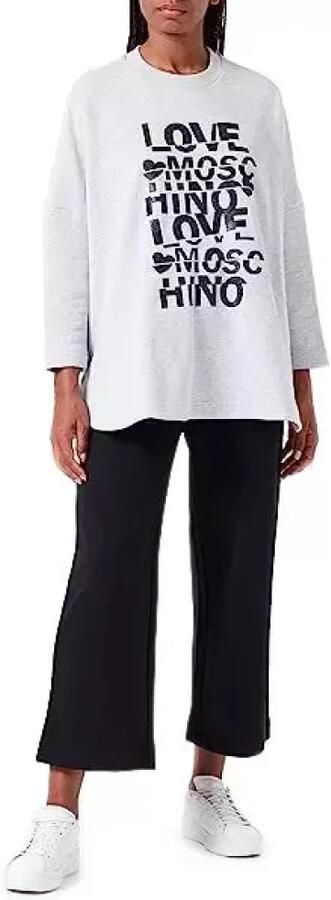 Love Moschino Glitter Print Oversized Crewneck Sweatshirt Gray Dames - Foto 3