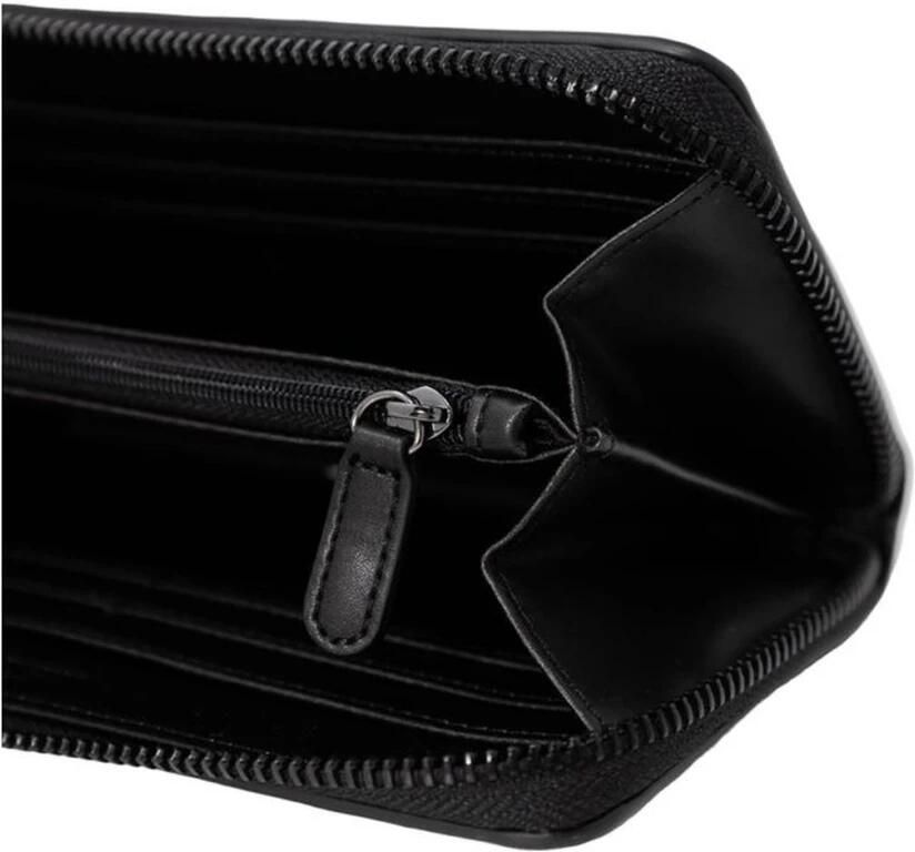 Love Moschino Damesportemonnee van imitatieleer met metalen logo en ritssluiting Black Dames