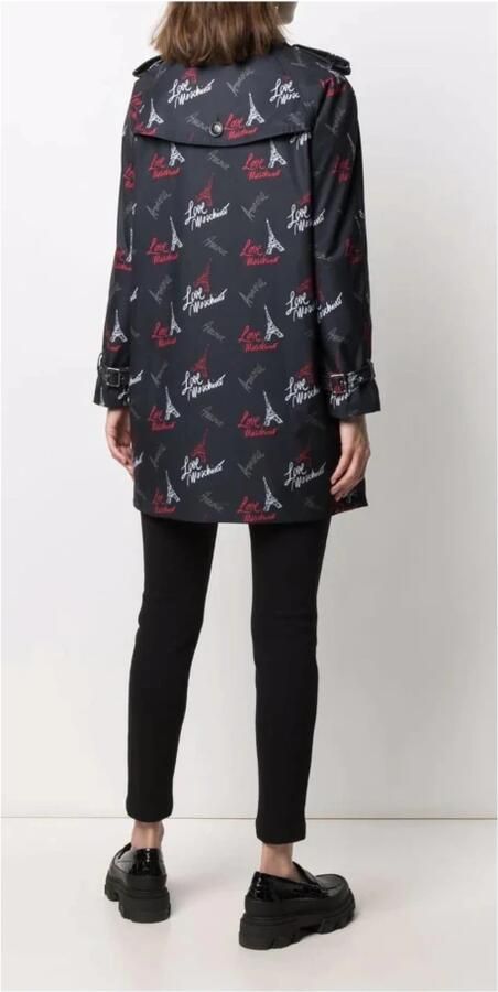 Love Moschino Elegante zwarte knoopmantel met iconisch ontwerp Multicolor Dames - Foto 2