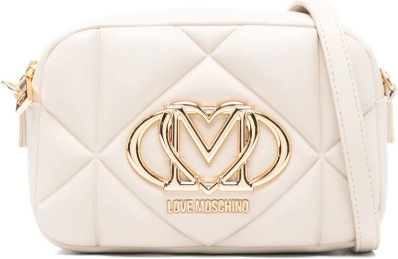 Love Moschino Gewatteerde Witte Schoudertas met Gouden Accenten White Dames - Foto 16
