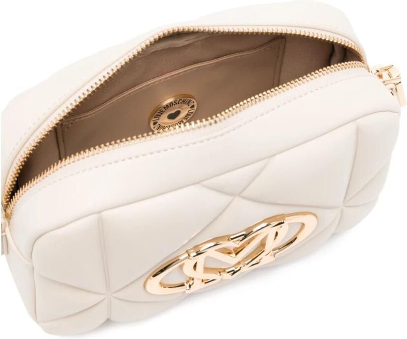 Love Moschino Gewatteerde Witte Schoudertas met Gouden Accenten White Dames - Foto 3