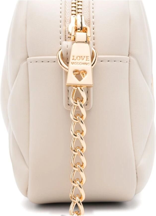 Love Moschino Gewatteerde Witte Schoudertas met Gouden Accenten White Dames - Foto 4