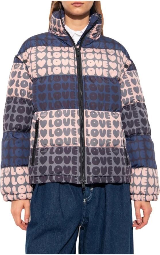 Love Moschino Blauw Roze Gewatteerd Jack voor Dames Multicolor Dames - Foto 3