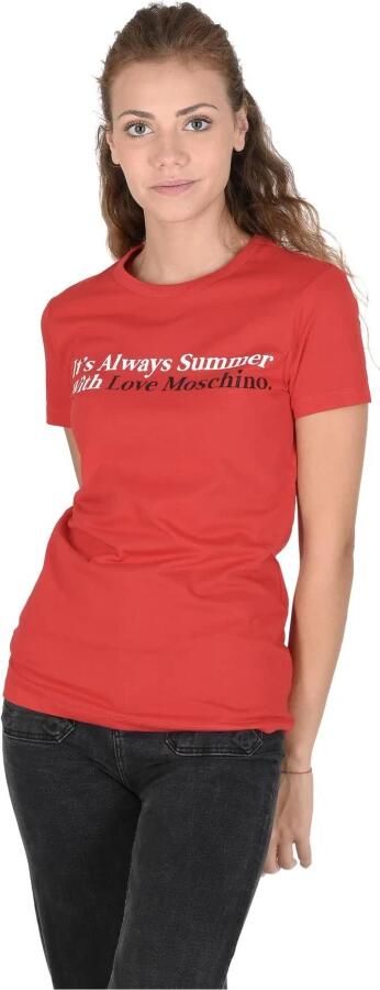 Love Moschino Katoenen T-shirt met Stijlvol Ontwerp Red Dames - Foto 2