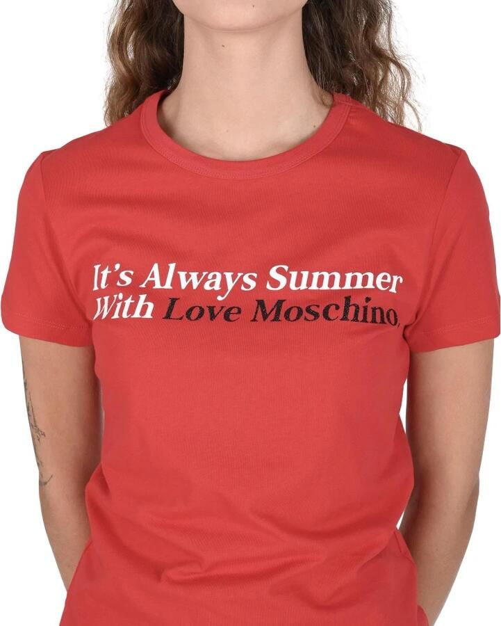 Love Moschino Katoenen T-shirt met Stijlvol Ontwerp Red Dames