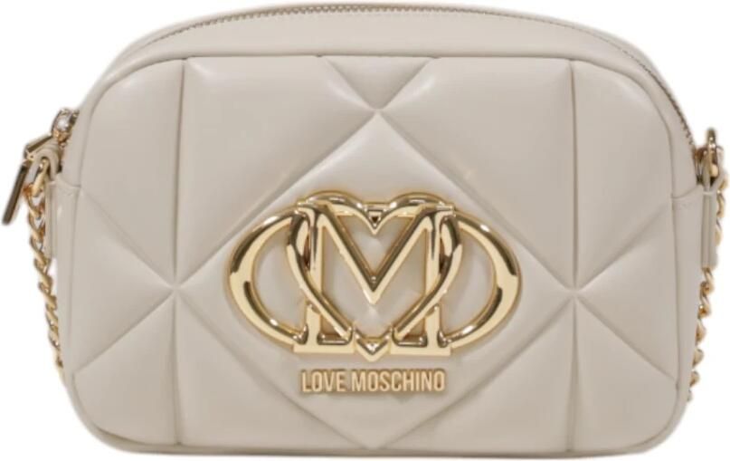Love Moschino Gewatteerde Witte Schoudertas met Gouden Accenten White Dames - Foto 13