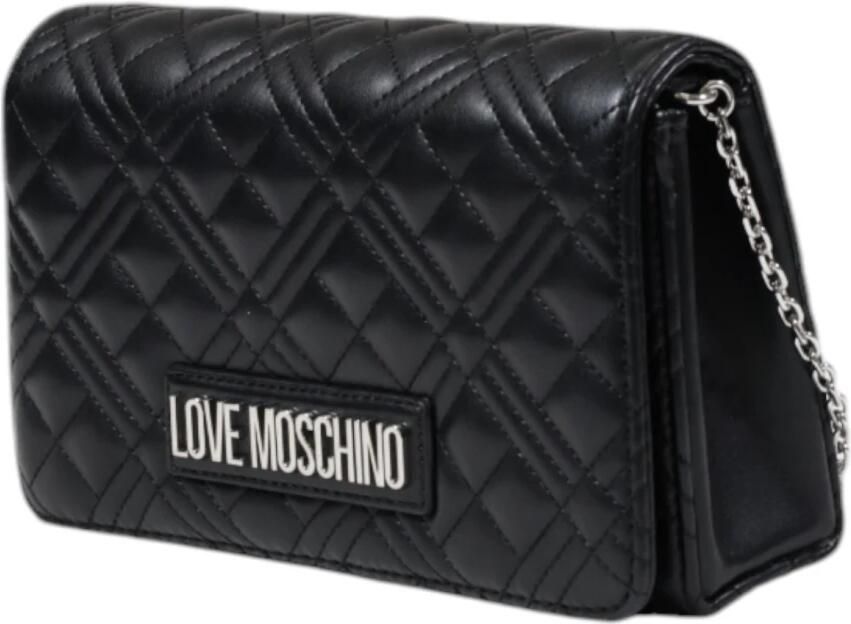 Love Moschino Gewatteerde Kettingportemonnee Clip Sluiting Black Dames