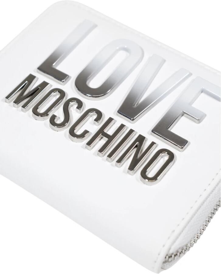 Love Moschino Stijlvolle Bedrukte Portemonnee met Ritssluiting White Dames