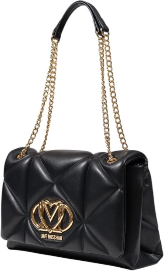 Love Moschino Zwarte Polyurethaan Medium Handtas Lente Zomer Collectie Black Dames - Foto 8