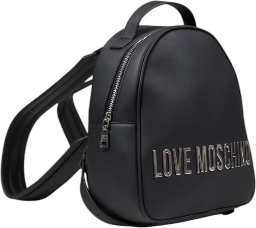 Love Moschino Zwarte Bedrukte Rugzak met Ritssluiting Black Dames