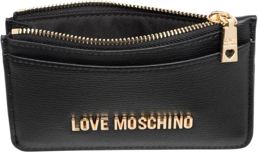 Love Moschino Logo Creditcardhouder met Rits Black Dames