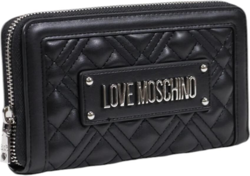 Love Moschino Zwarte Portemonnee Lente Zomer Collectie Polyurethaan Black Dames