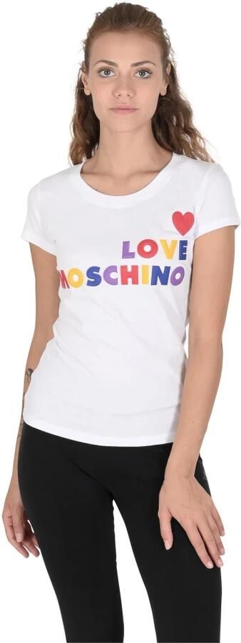 Love Moschino Wit Katoenen T-Shirt met Design White Dames