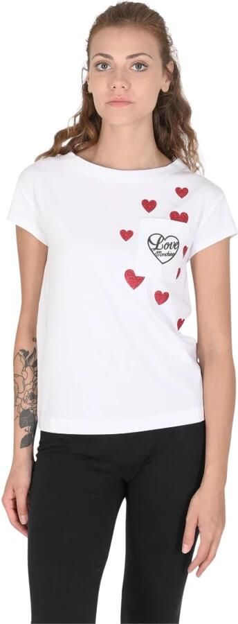 Love Moschino Witte Katoen Spandex T-Shirt White Dames