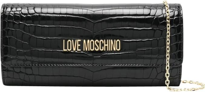 Moschino Zwarte schoudertas met gouden details Black Dames