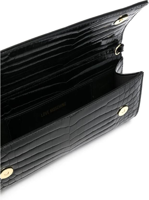 Moschino Zwarte schoudertas met gouden details Black Dames - Foto 4