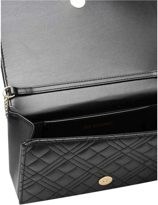 Love Moschino Zwarte Crossbody Tas met Ketting Sluiting Black Dames
