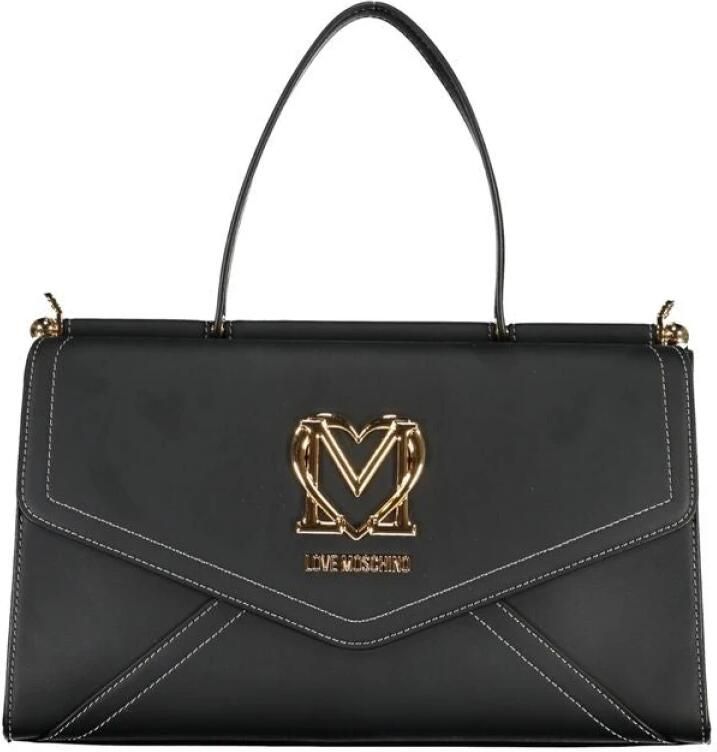 Love Moschino Zwarte Polyethyleen Handtas met Meerdere Compartimenten Black Dames