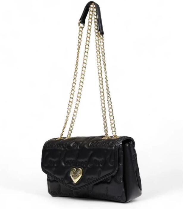 Love Moschino Zwarte polyurethaan handtas met strak ontwerp Black Dames