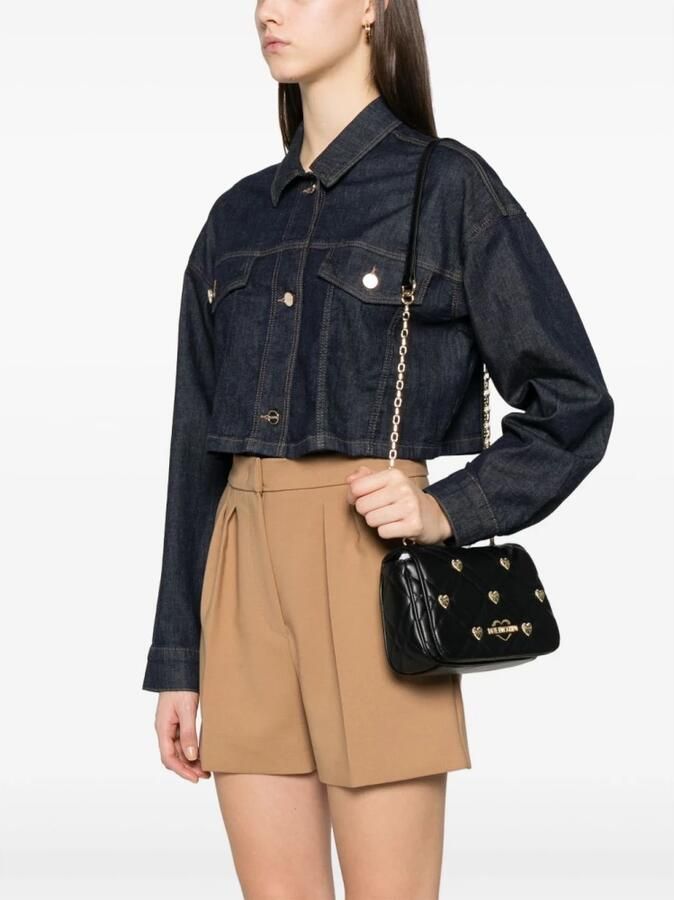 Love Moschino Hobo bags Quilted Shoulder Bag With Heart Embellishments in zwart - Foto 4