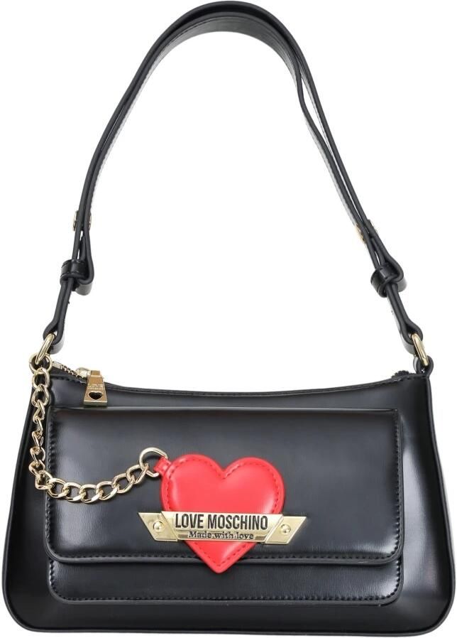 Love Moschino Zwarte schoudertas voor dames met rode hartbedel Black Dames - Foto 6