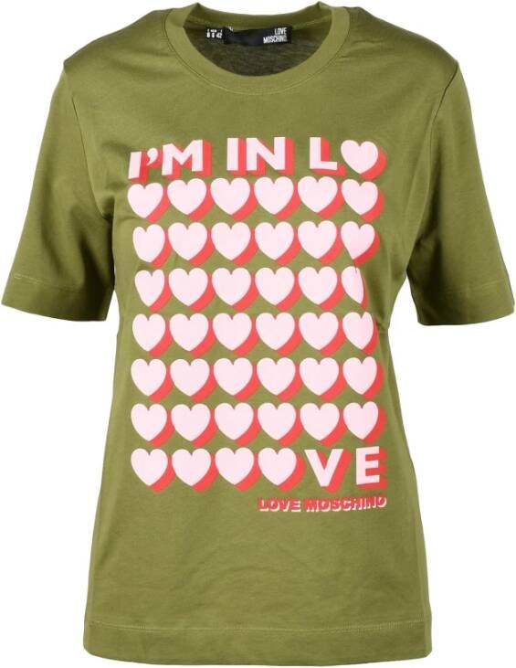 Love Moschino Luxe Groen T-Shirt voor Vrouwen Groen Dames