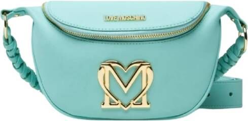 Love Moschino Modieuze Mintgroene Handtas met Afneembare Schouderband Blauw Dames