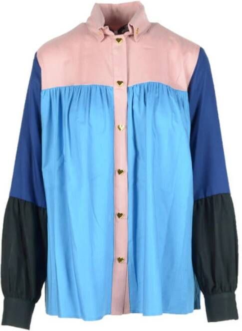 Love Moschino Multi-gekleurde Shirt met Klassieke Kraag Blauw Dames