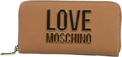Love Moschino Ruime portemonnee met ritssluiting en goudkleurig logo Brown Dames