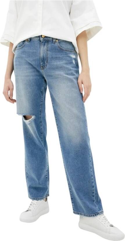 Love Moschino Versleten look katoenen jeans in vervaagd blauw Blue Dames