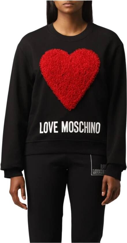 Love Moschino Rode Logo Sweatshirt 100% Katoen Black Dames