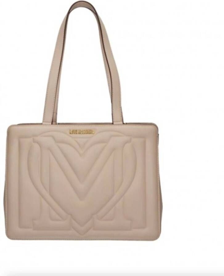 Moschino Love Shopping Nude Eco Leren Tas Beige Dames