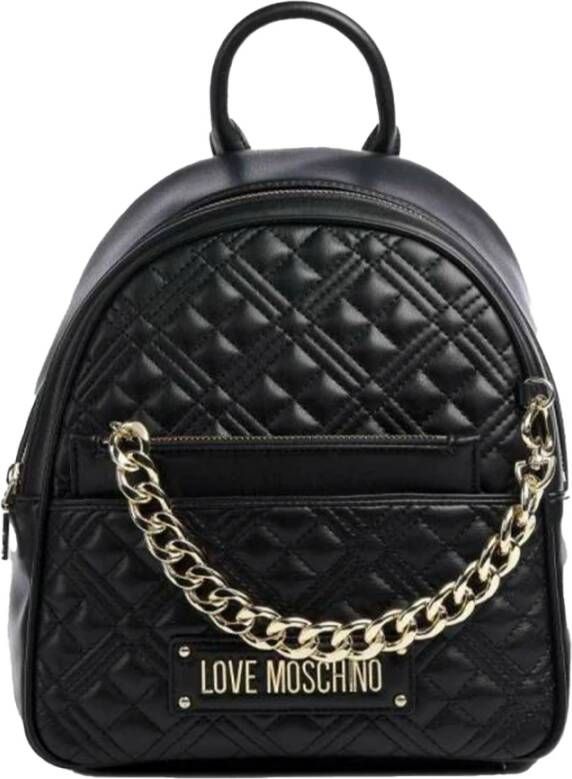 Moschino Love Gewatteerde Eco Leren Zwarte Rugzak Zwart Dames