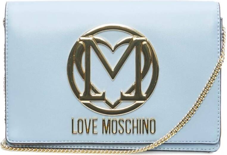 Love Moschino Schoudertas Eco Leer Goudkleurige Hardware Blue Dames