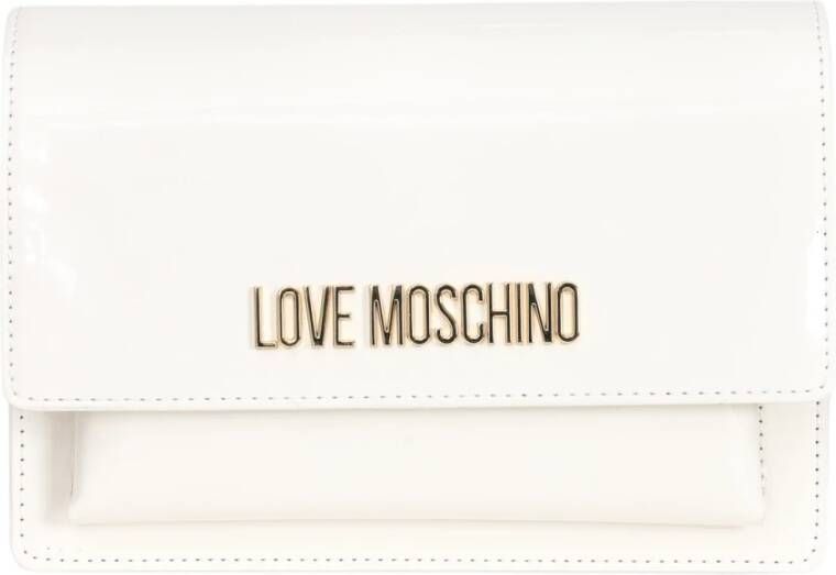 Love Moschino Glanzende witte Cross Body tas met afneembare kettingriem White Dames