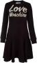 Love Moschino Zwarte Katoenen Jurk met Ingedrukt Fluweel Logo Black Dames - Thumbnail 1