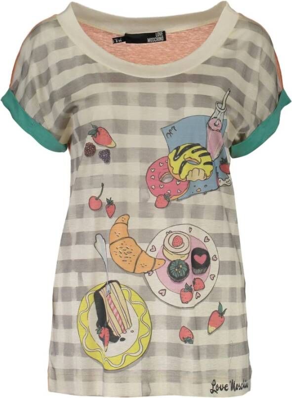 Love Moschino Speels Logo Print Multicolor T-Shirt Meerkleurig Dames