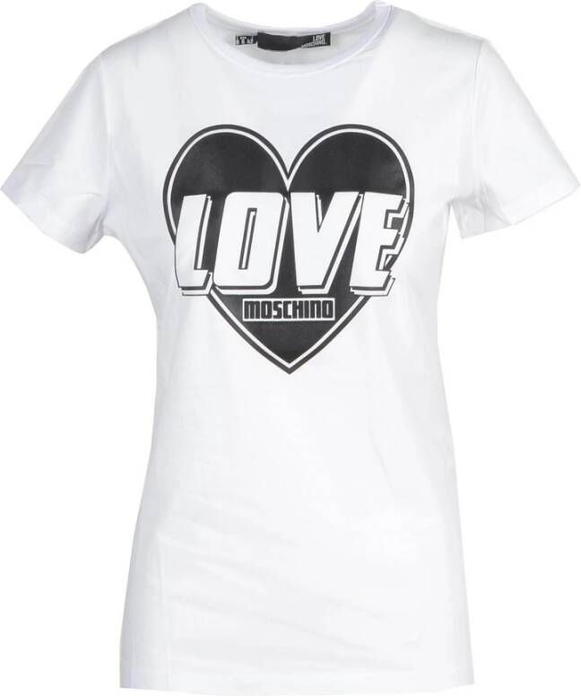 Love Moschino Stijlvol Wit Katoenen T-Shirt voor Vrouwen White Dames