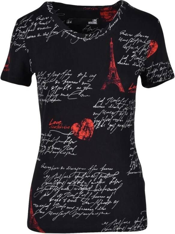 Love Moschino Stijlvol Zwart T-Shirt voor Vrouwen Zwart Dames