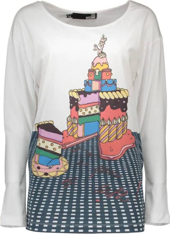 Love Moschino Stijlvolle Boat Neck Logo T-Shirt Meerkleurig Dames