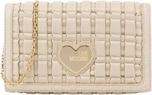 Love Moschino Witte Cross Body Tas Stijlvol en Hoogwaardig Beige Dames