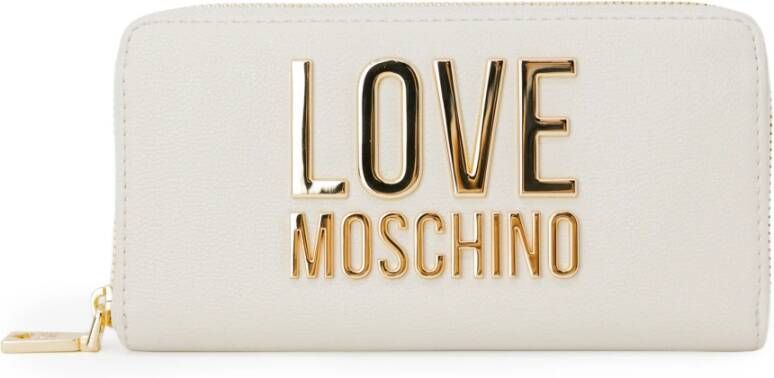 Love Moschino Eenvoudige Rits Portemonnee met Logo Detail White Dames